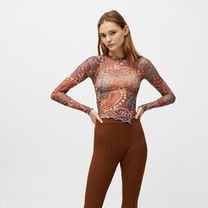 Urban Outfitters UO‎ Cairo Mock Neck Asymmetrical Top small